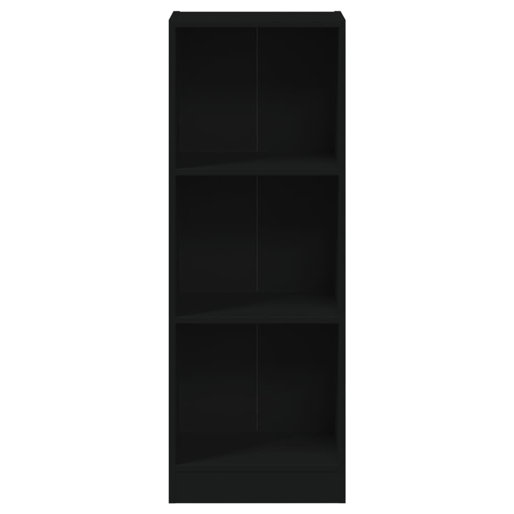 vidaXL 3 szintes fekete szerelt fa könyvszekrény 40 x 24 x 109 cm