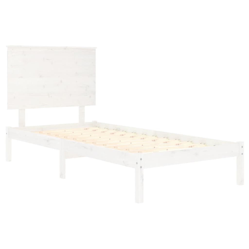 vidaXL fehér tömör fa ágykeret 90 x 190 cm (3FT Single)