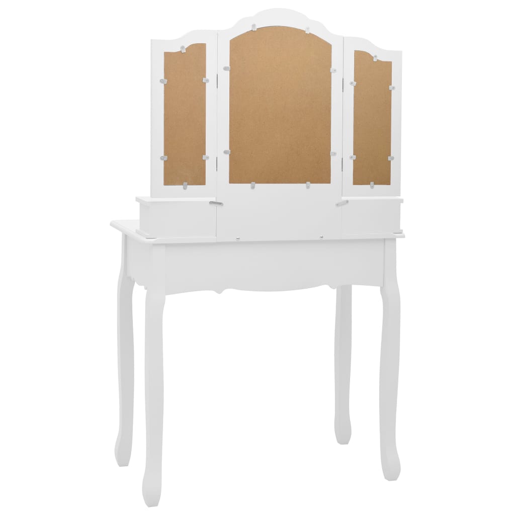 vidaXL fehér császárfa fésülködőasztal-szett ülőkével 80 x 69 x 141 cm