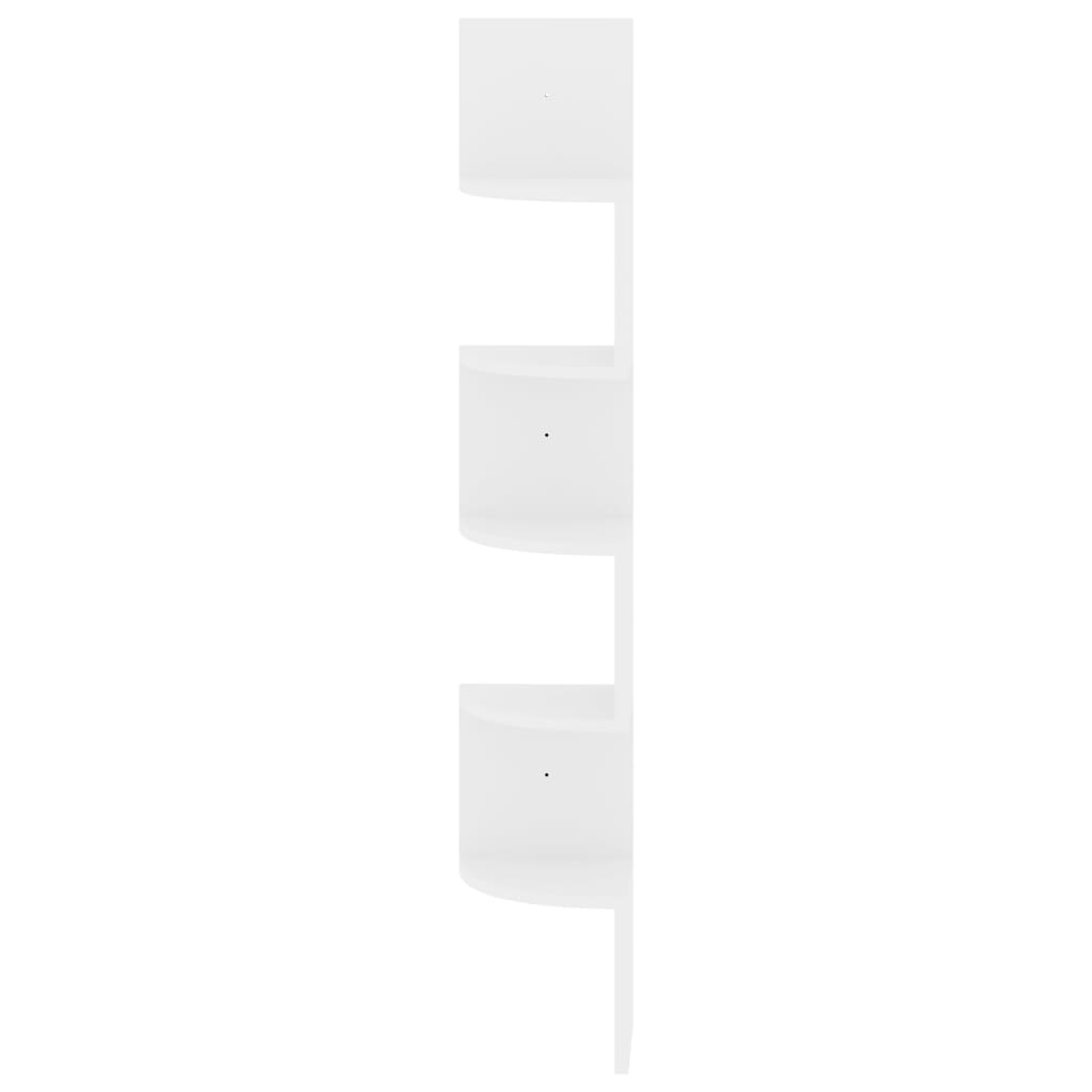 vidaXL magasfényű fehér szerelt fa fali sarokpolc 19 x 19 x 123 cm