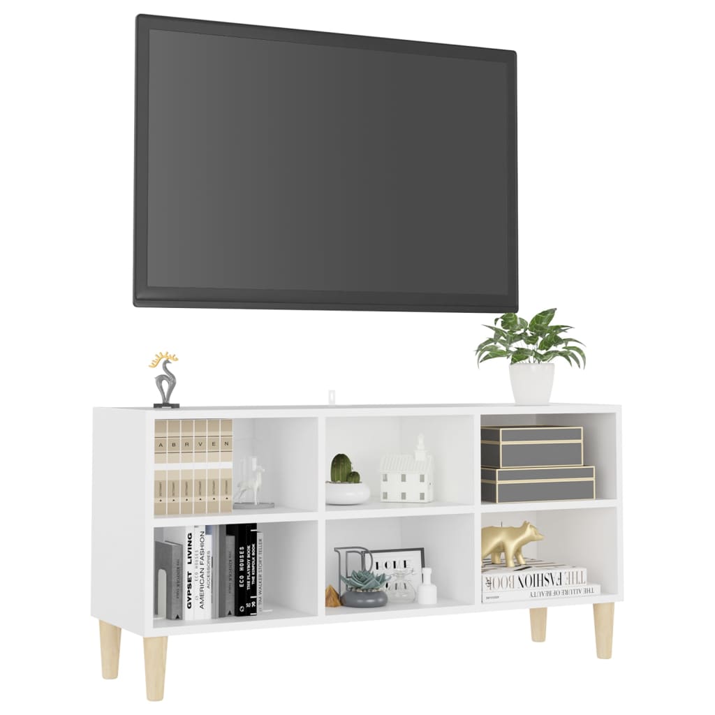 vidaXL fehér TV-szekrény tömör falábakkal 103,5 x 30 x 50 cm