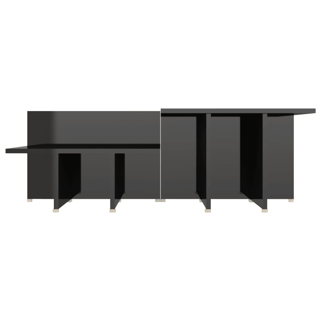 vidaXL 2 db magasfényű fekete forgácslap dohányzóasztal 111,5x50x33 cm