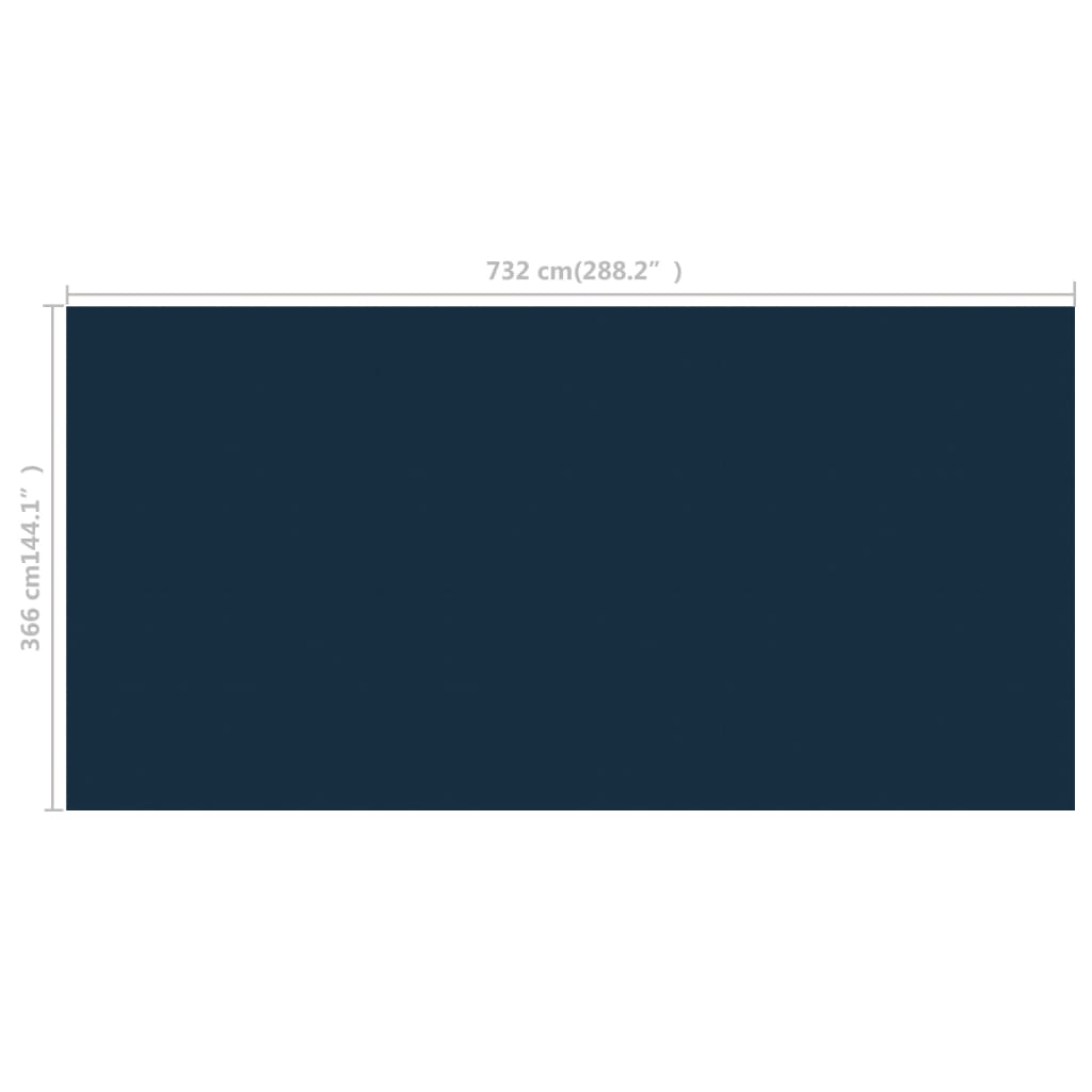 vidaXL fekete és kék napelemes lebegő PE medencefólia 732 x 366 cm