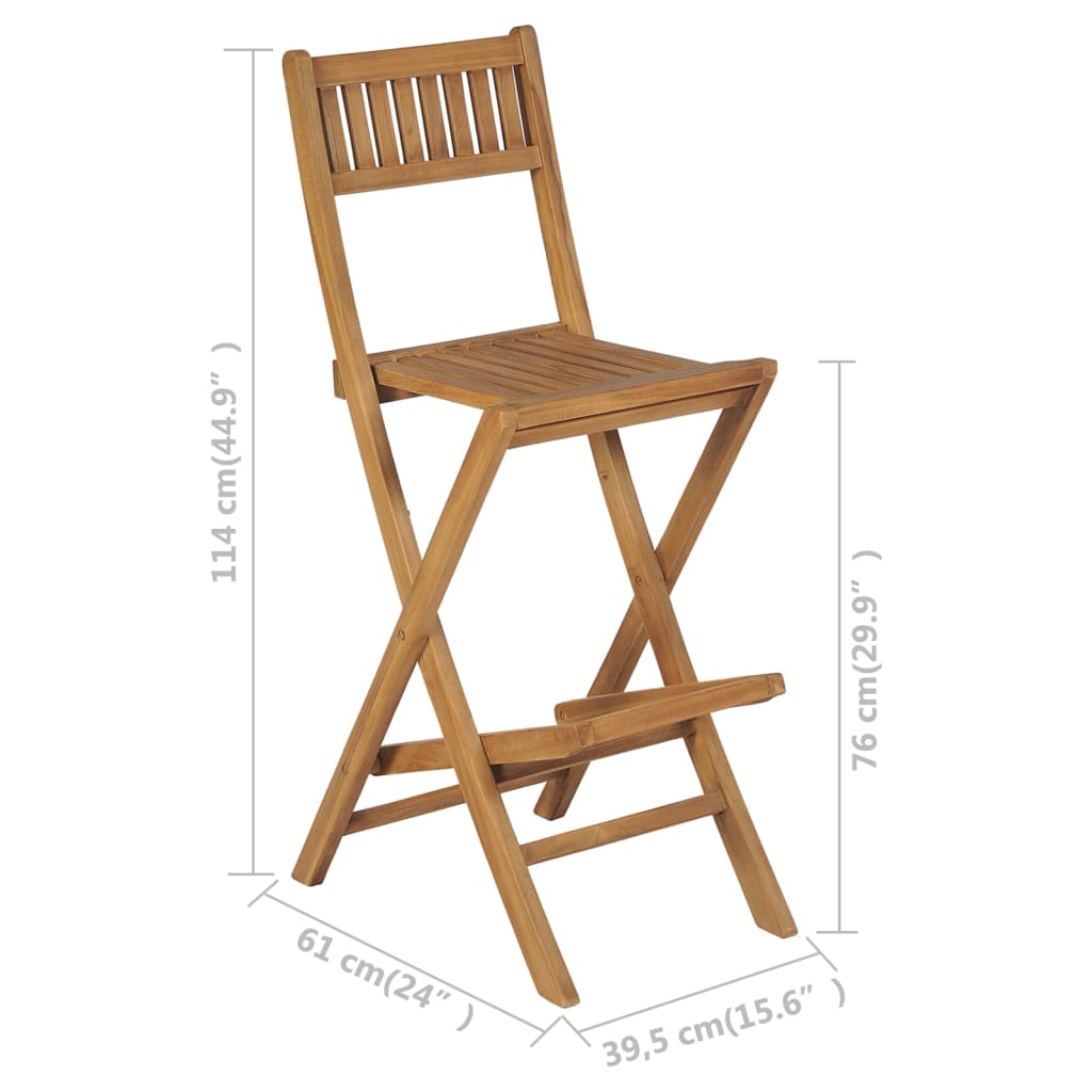 vidaXL 3 részes tömör tíkfa bisztrószett összecsukható székekkel