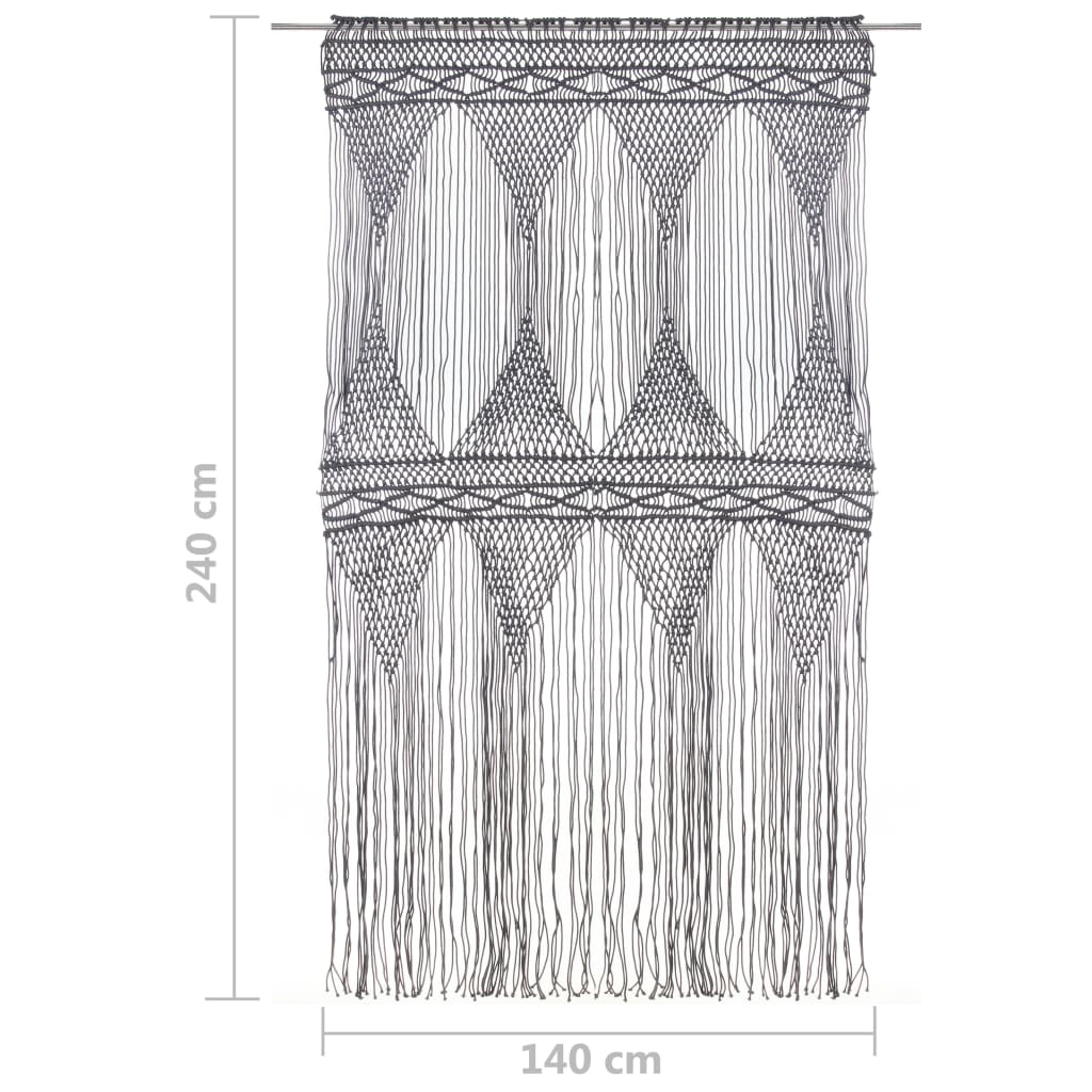 vidaXL antracitszürke makramé pamutfüggöny 140 x 240 cm
