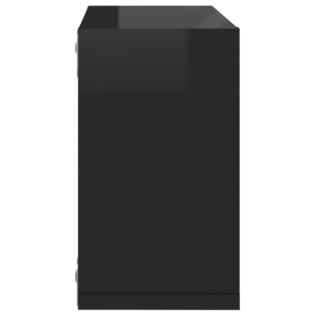 vidaXL 2 db magasfényű fekete fali kockapolc 26 x 15 x 26 cm