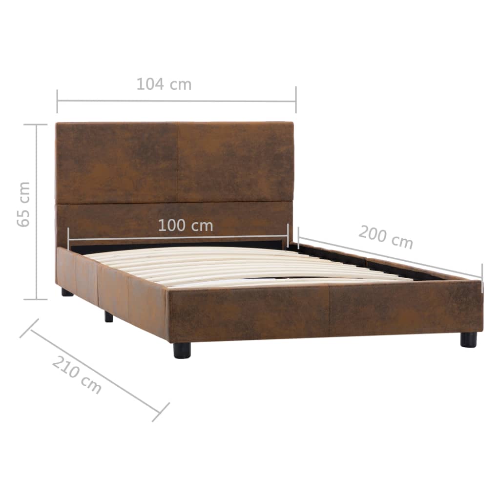 vidaXL barna művelúr ágykeret 100 x 200 cm