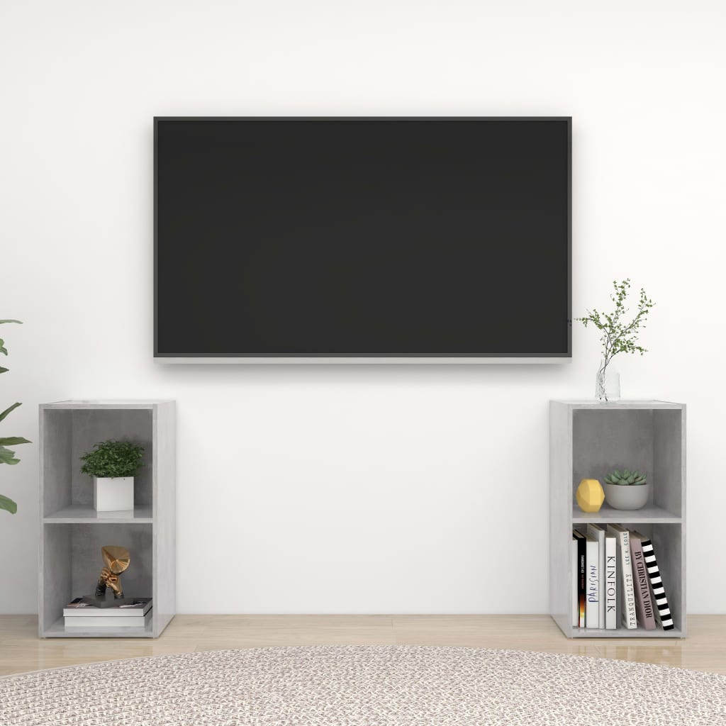 vidaXL 2 db betonszürke forgácslap TV-szekrény 72 x 35 x 36,5 cm