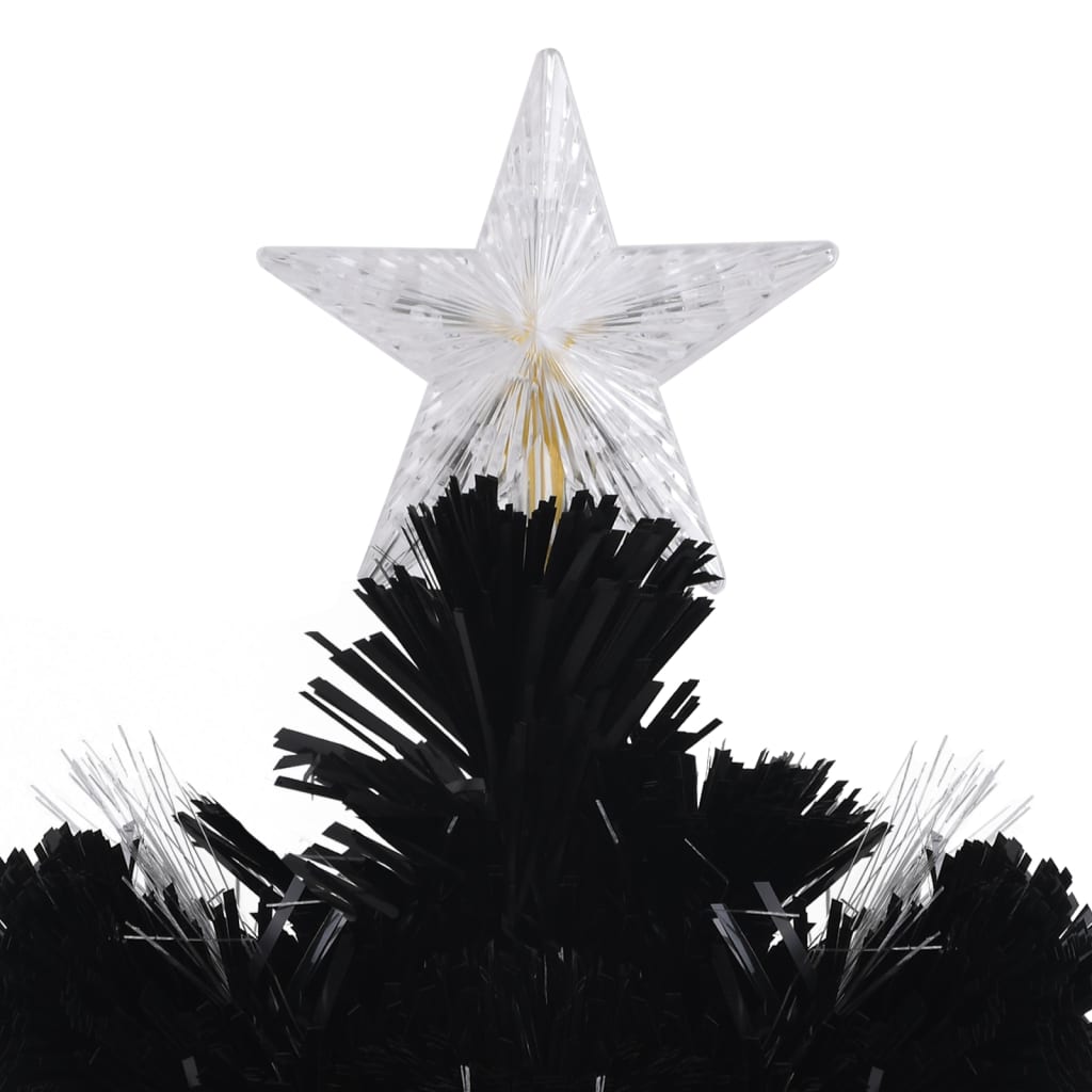 vidaXL fekete száloptikás karácsonyfa LED-es hópelyhekkel 150 cm