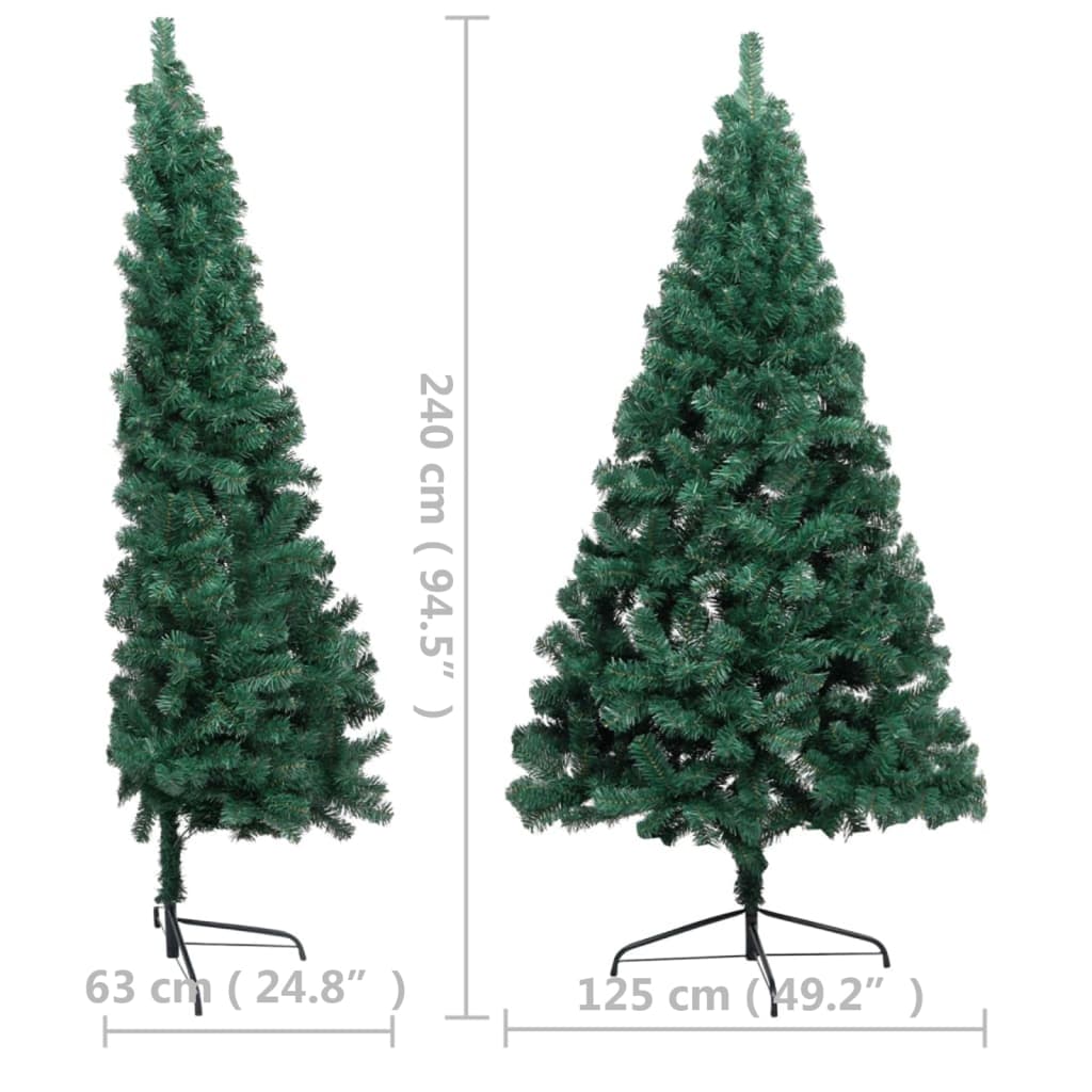 vidaXL zöld PVC megvilágított fél műkarácsonyfa állvánnyal 240 cm