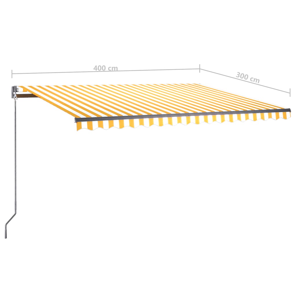 vidaXL sárga-fehér szélérzékelős és LED-es napellenző 400x300 cm