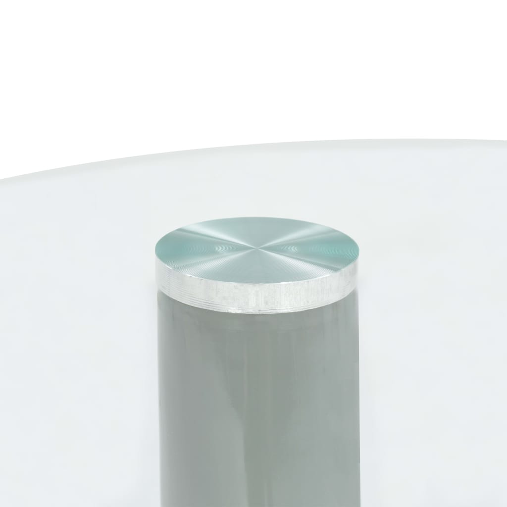 vidaXL 2 db magasfényű szürke dohányzóasztal kerek üveglappal