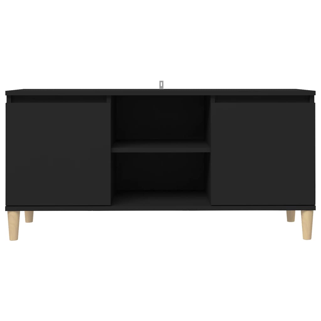 vidaXL fekete TV-szekrény tömör falábakkal 103,5 x 35 x 50 cm