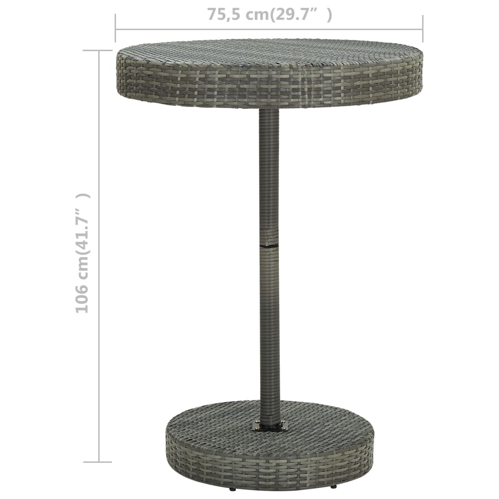 vidaXL szürke polyrattan kerti asztal 75,5 x 106 cm