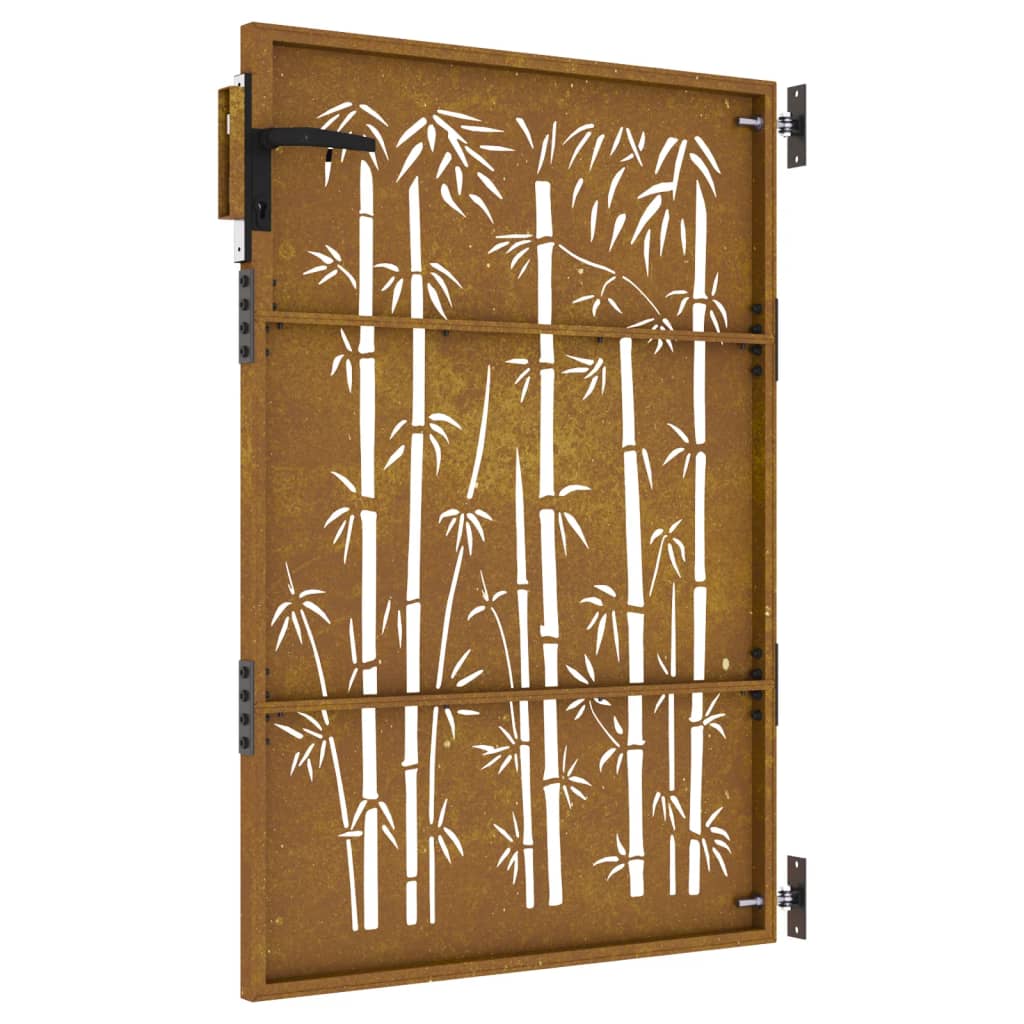 vidaXL bambuszmintás corten acél kerti kapu 85 x 125 cm