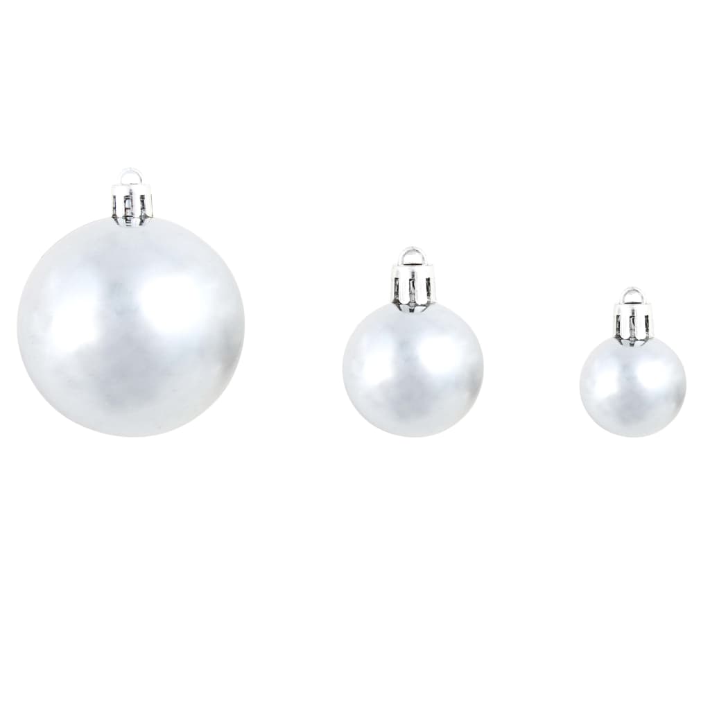 vidaXL 100 darabos fehér/szürke karácsonyi gömb készlet 3/4/6 cm
