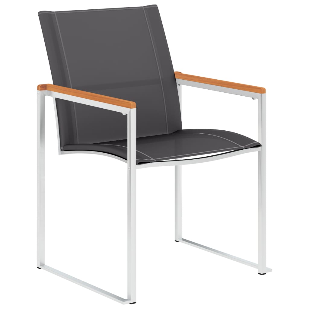 vidaXL 4 db szürke textilén és rozsdamentes acél kerti szék