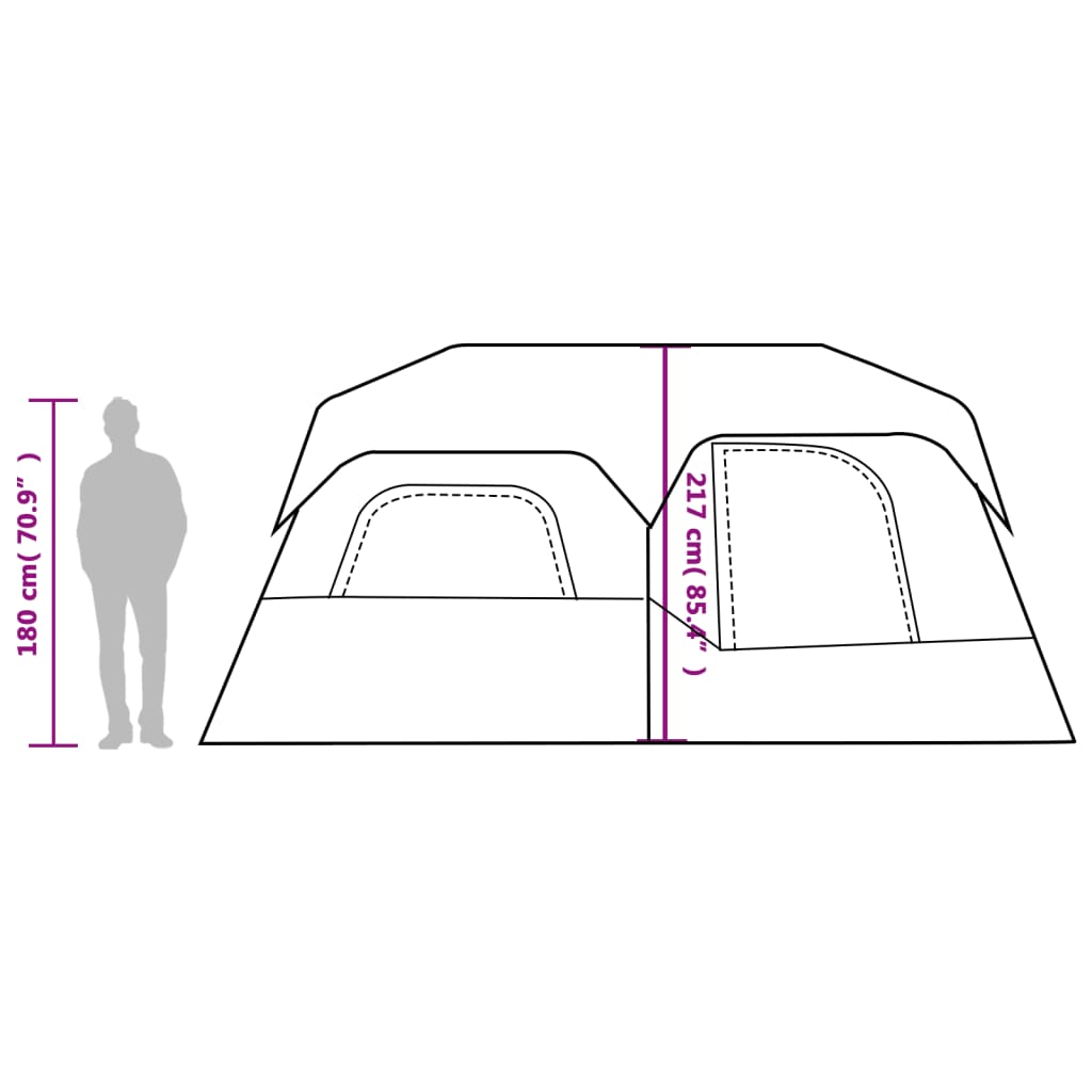 vidaXL 9 személyes zöld gyorskioldó vízálló családi sátor