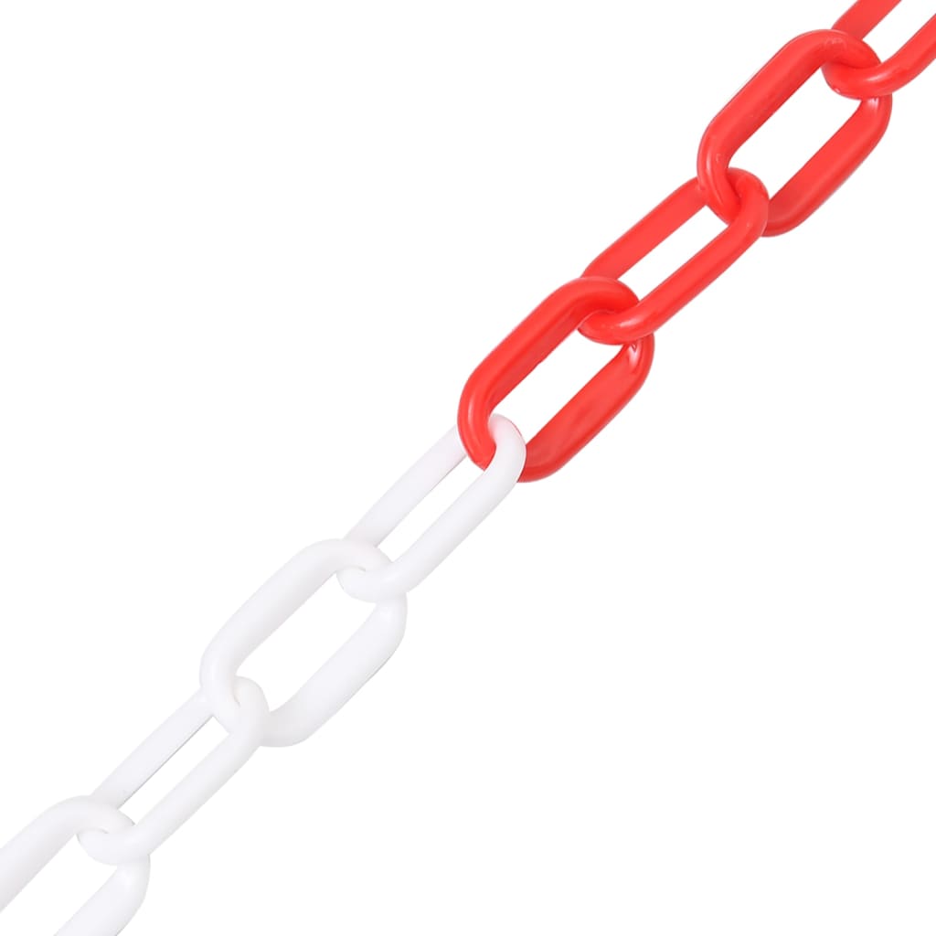 vidaXL piros és fehér műanyag figyelmeztető lánc 100 m Ø6 mm