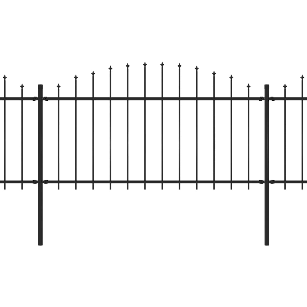 vidaXL fekete lándzsahegy tetejű acélkerítés (1,25-1,5) x 15,3 m