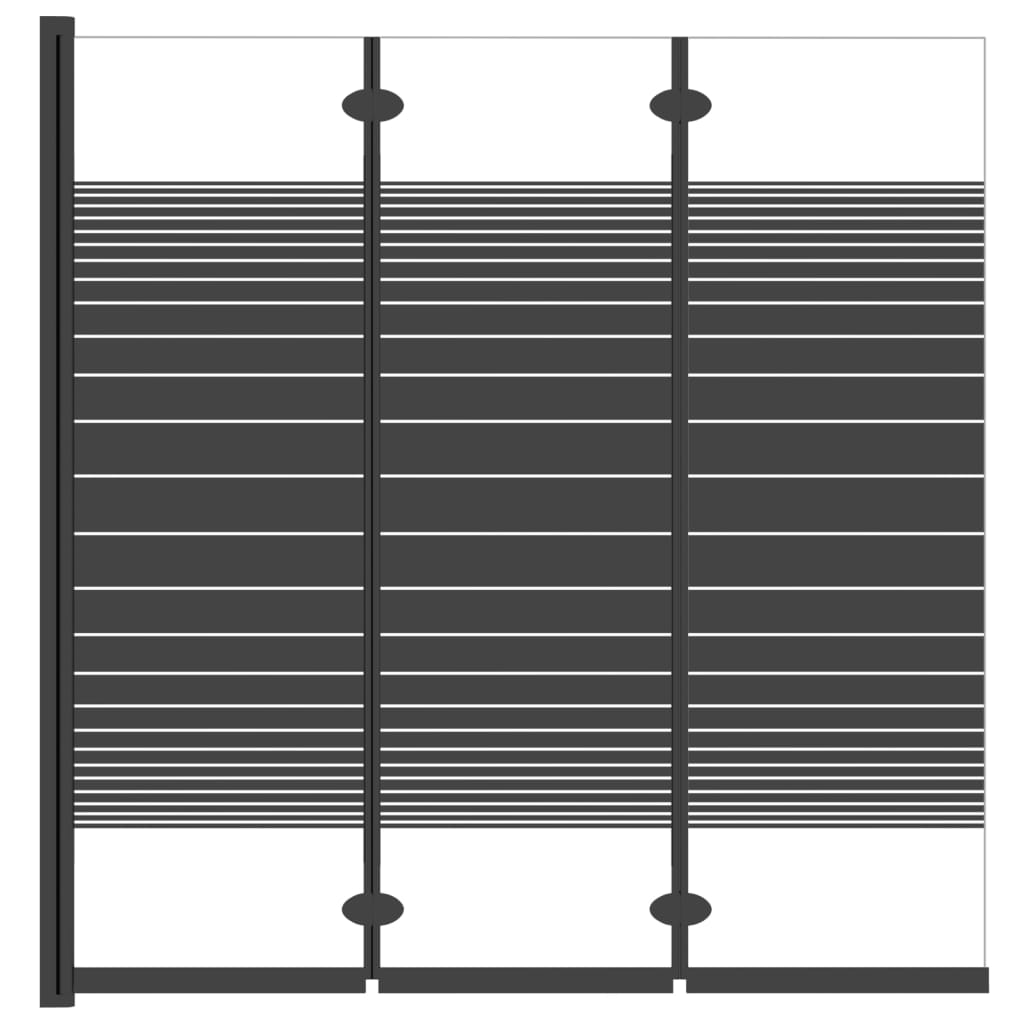 vidaXL 3 paneles fekete ESG összecsukható zuhanyparaván 130 x 130 cm