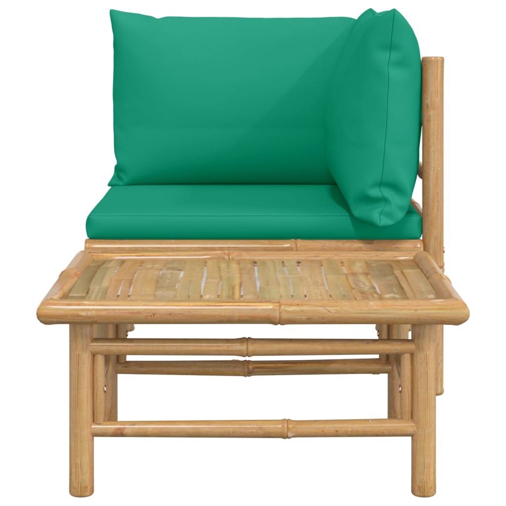 vidaXL 2 részes bambusz kerti ülőgarnitúra zöld párnákkal