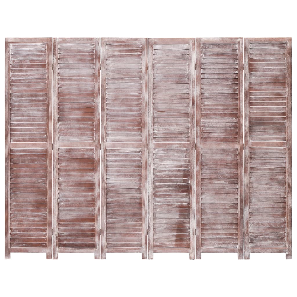 vidaXL barna 6-paneles faparaván 210 x 165 cm