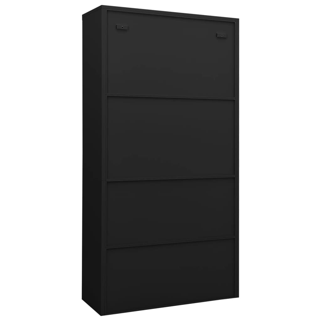 vidaXL fekete acél irodai szekrény 90 x 40 x 180 cm