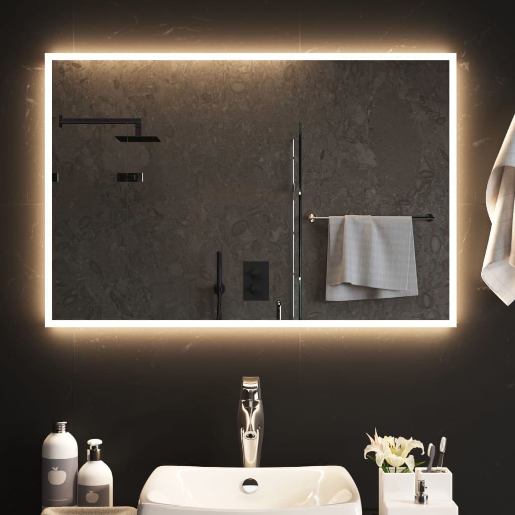 vidaXL LED-es fürdőszobatükör 90x60 cm