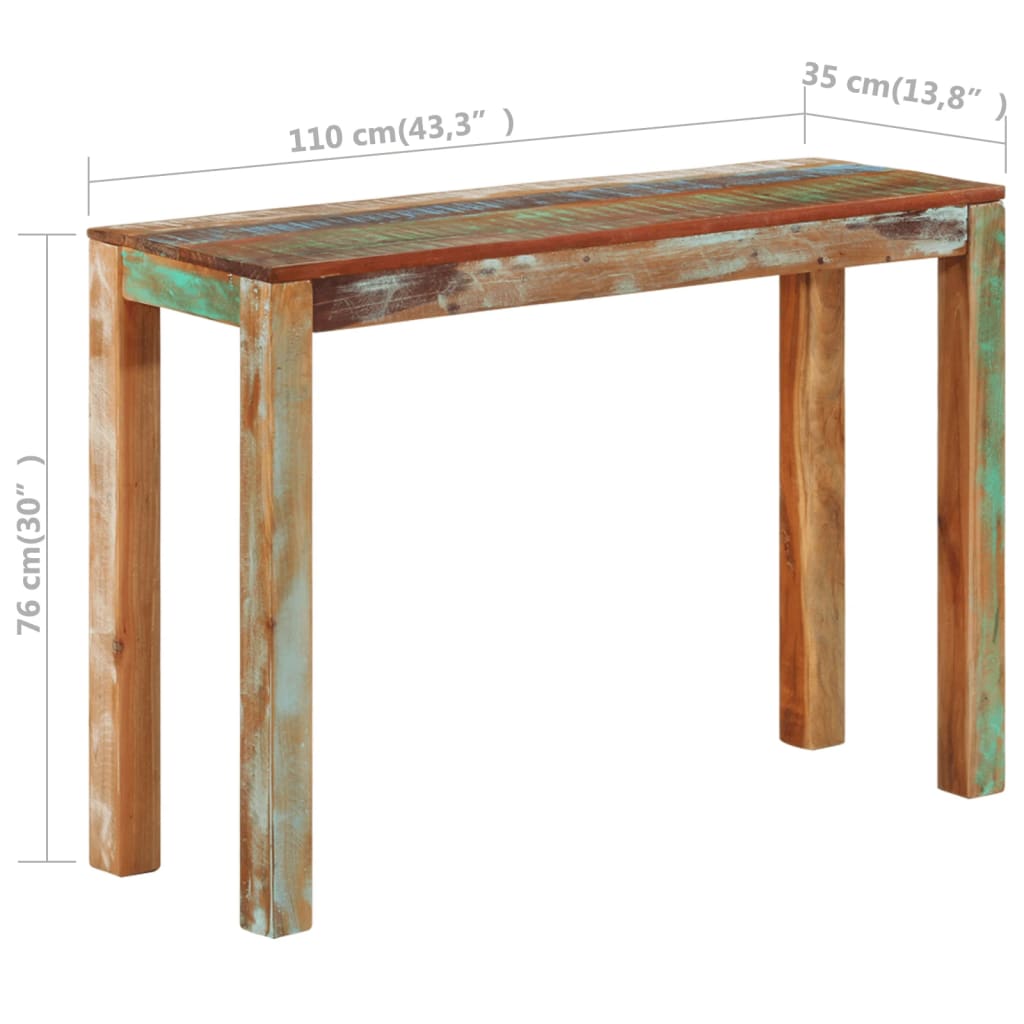vidaXL tömör újrahasznosított fa tálalóasztal 110 x 35 x 76 cm