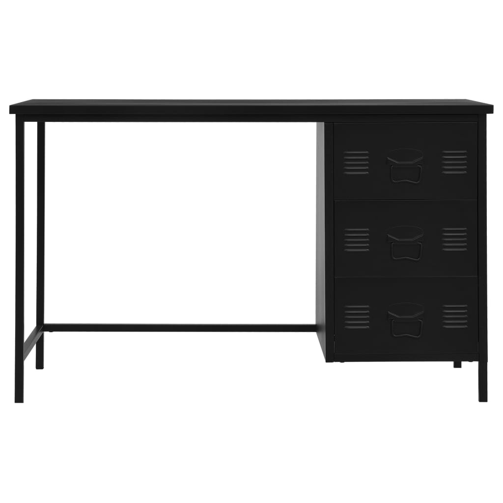 vidaXL ipari fekete acél íróasztal fiókokkal 120 x 55 x 75 cm