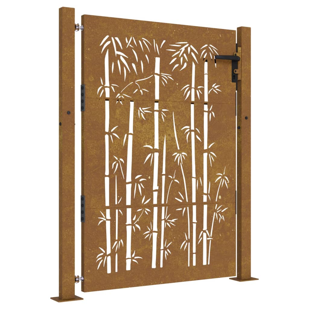 vidaXL bambuszmintás corten acél kerti kapu 105 x 155 cm