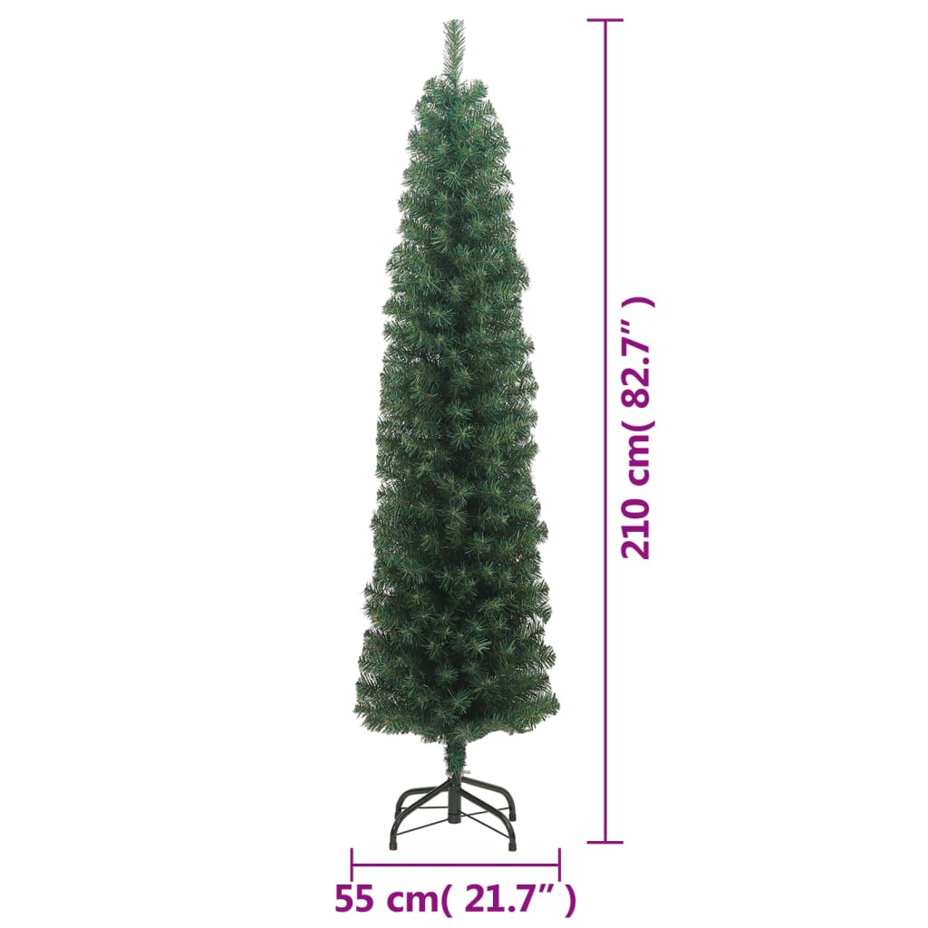 vidaXL zöld PVC vékony műkarácsonyfa állvánnyal 210 cm