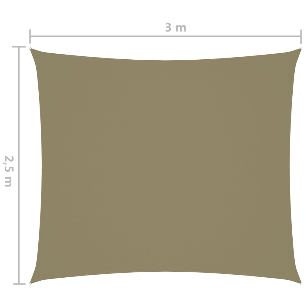 vidaXL bézs téglalap alakú oxford-szövet napvitorla 2,5 x 3 m