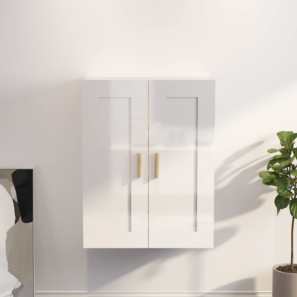 vidaXL magasfényű fehér szerelt fa faliszekrény 69,5 x 32,5 x 90 cm