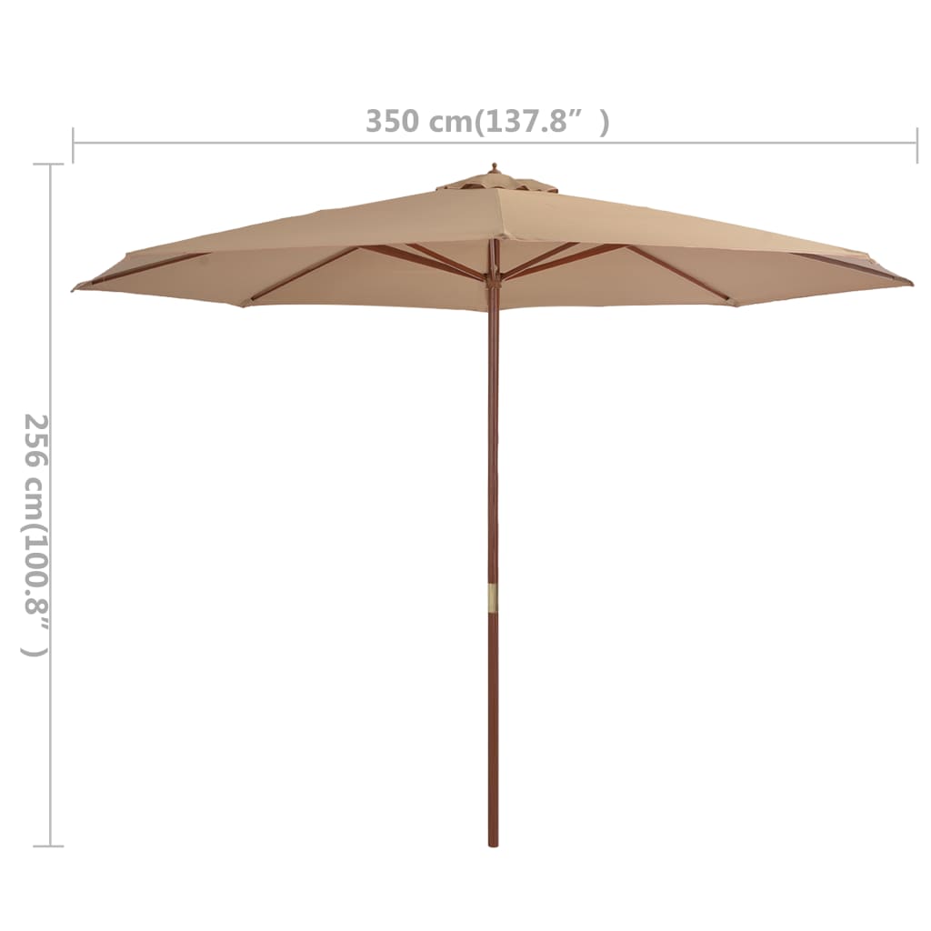 vidaXL tópszínű kültéri napernyő farúddal 350 cm