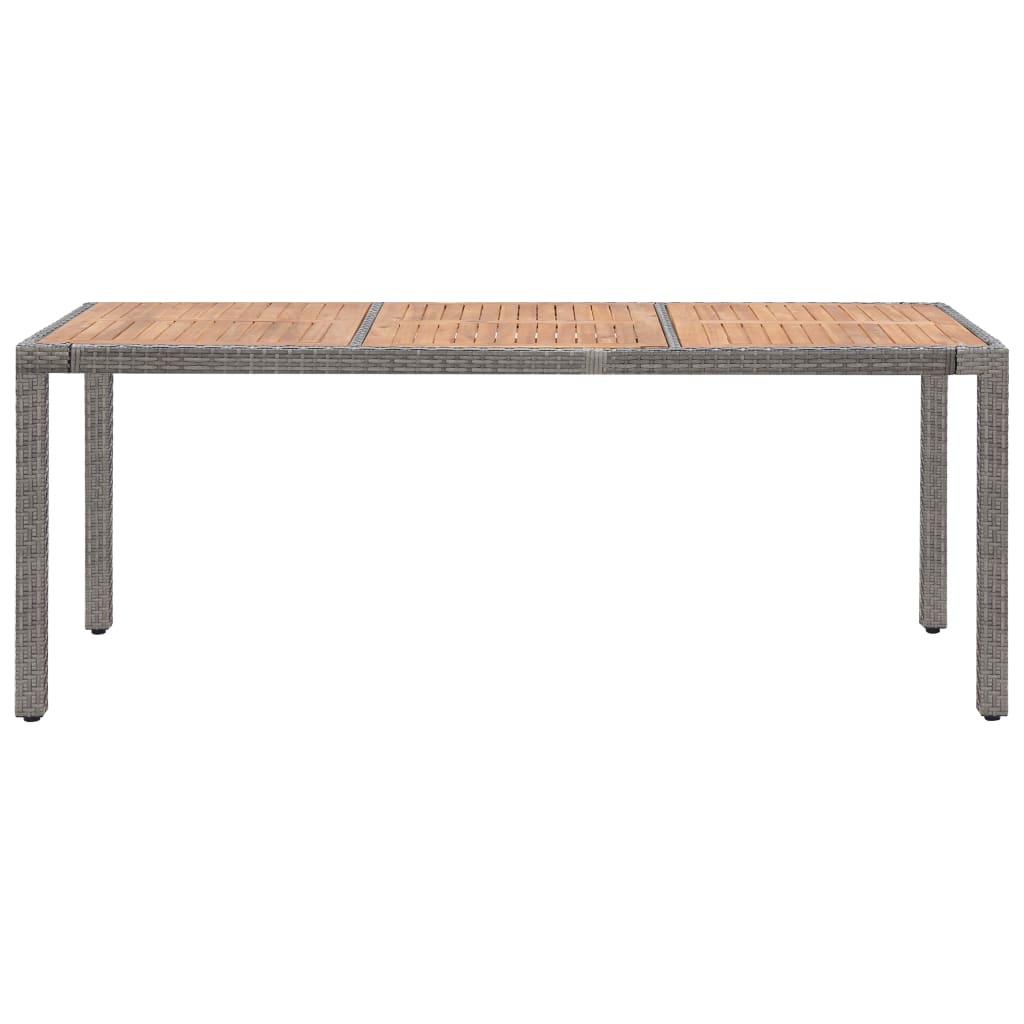 vidaXL szürke polyrattan és tömör akácfa kerti asztal 190 x 90 x 75 cm