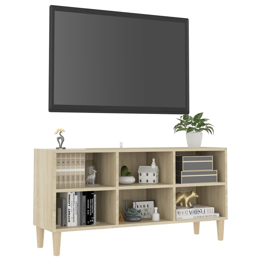 vidaXL tölgyszínű TV-szekrény tömör falábakkal 103,5 x 30 x 50 cm