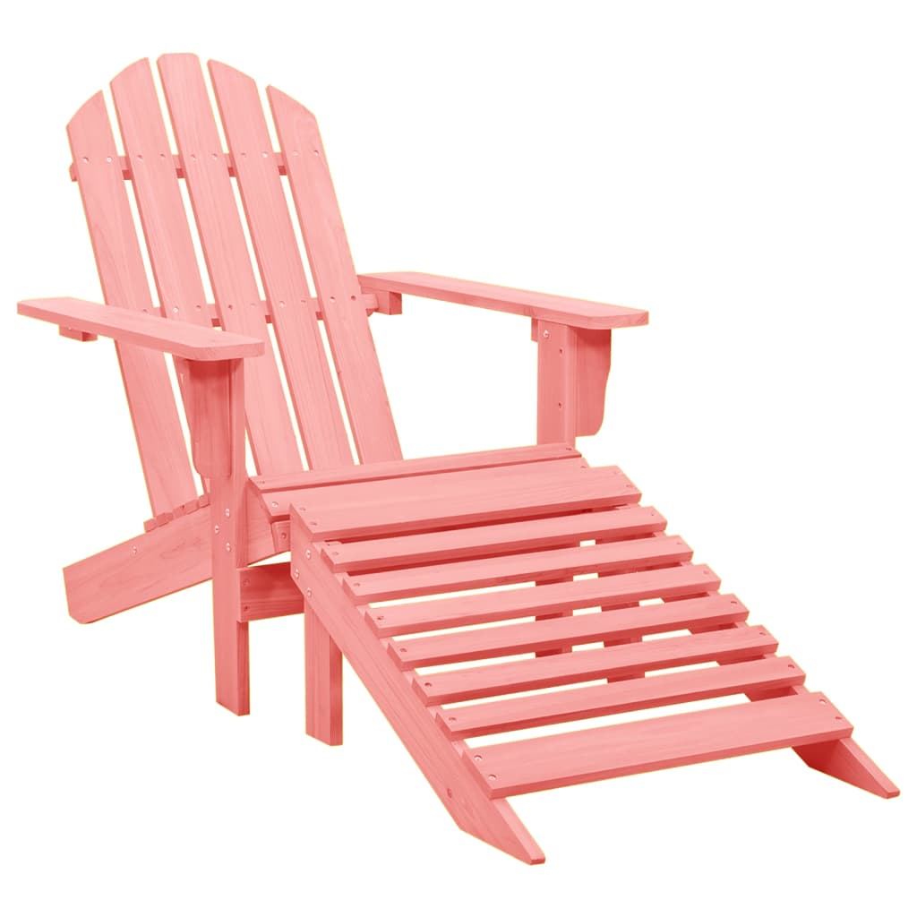 vidaXL rózsaszín tömör fenyőfa kerti Adirondack szék zsámollyal