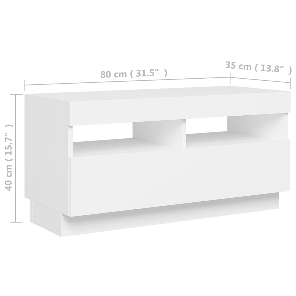 vidaXL fehér TV-szekrény LED-lámpákkal 80 x 35 x 40 cm