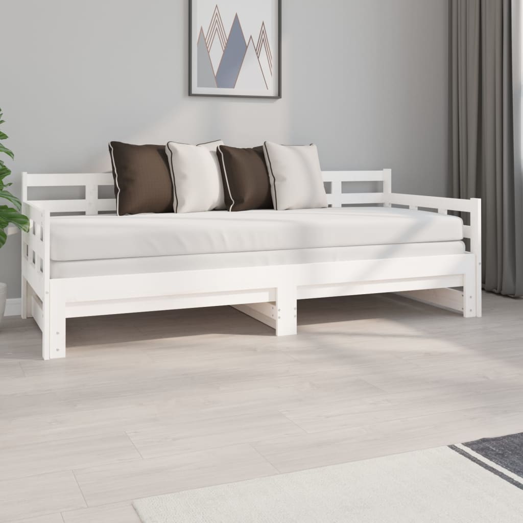 vidaXL fehér tömör fenyőfa kihúzható kanapéágy 2 x (80 x 200) cm