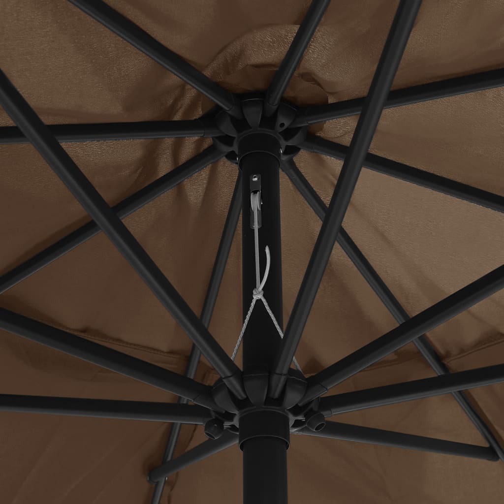vidaXL tópszínű kültéri napernyő fémrúddal, 400 cm átmérőjű