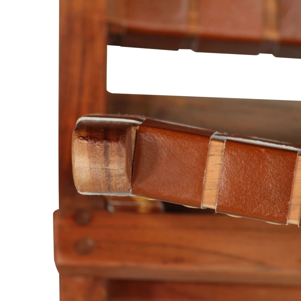 vidaXL barna keresztcsíkos összecsukható valódi bőr szék