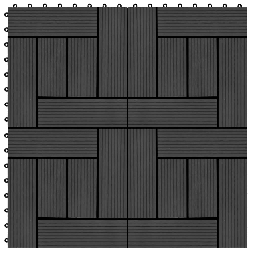 vidaXL 22 db (2 m2) fekete WPC teraszburkoló lap 30 x 30 cm