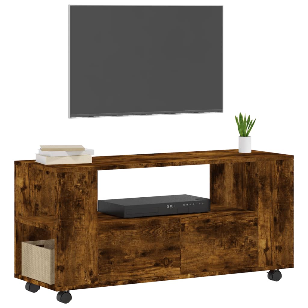 vidaXL füstös tölgyszínű szerelt fa TV-szekrény 102x34,5x43 cm