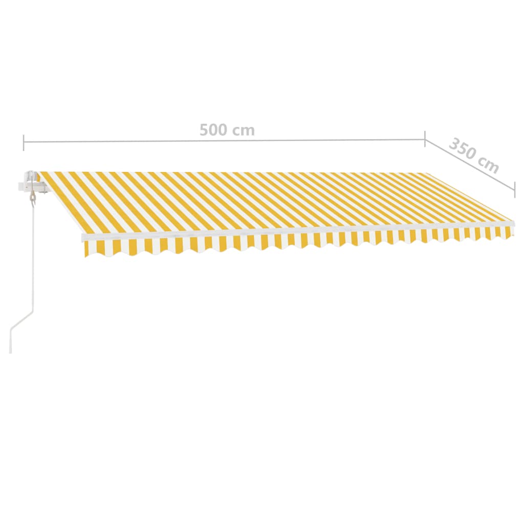 vidaXL sárga-fehér automata póznás napellenző 500 x 350 cm