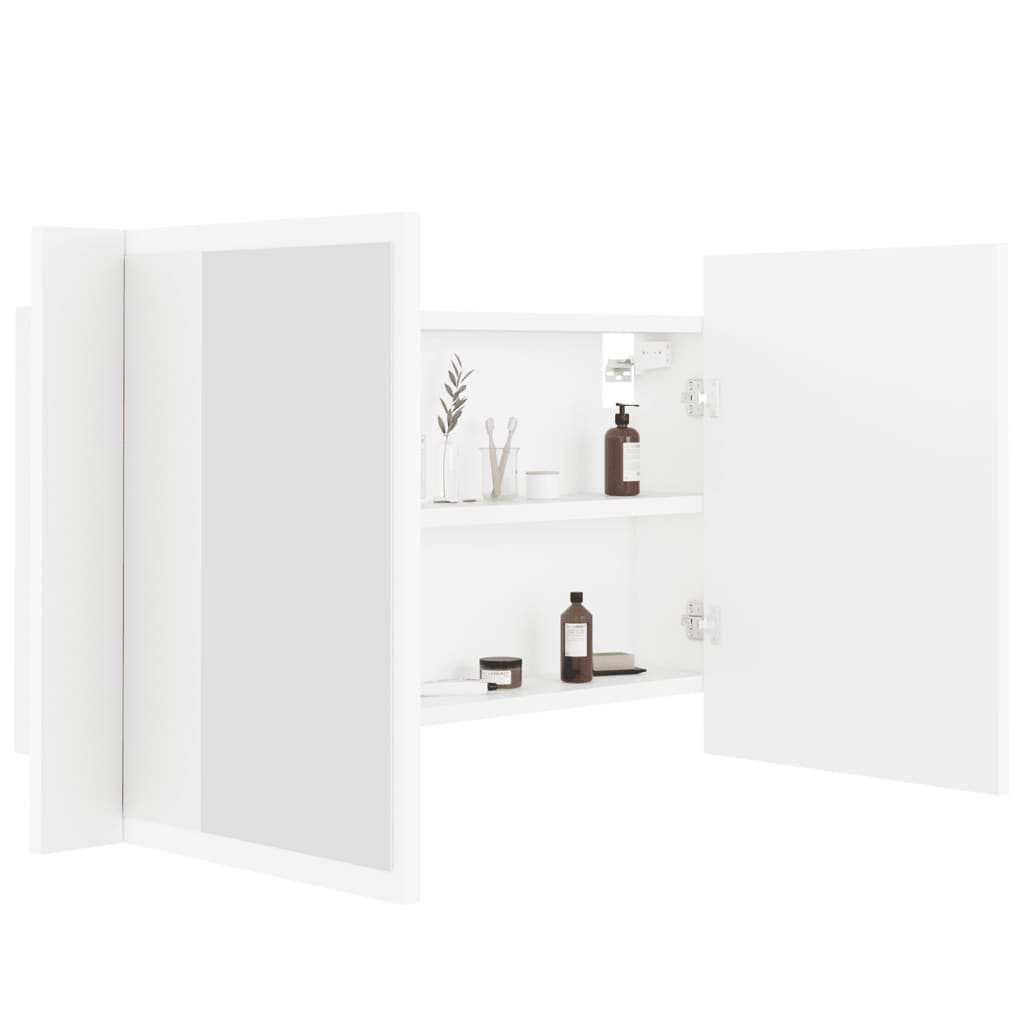 vidaXL fehér LED-es tükrös fürdőszobaszekrény 80 x 12 x 45 cm