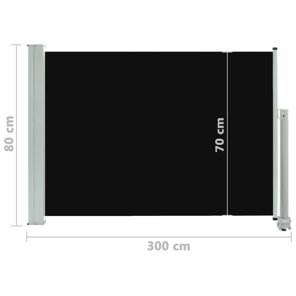 vidaXL fekete kihúzható oldalsó terasz napellenző 80 x 300 cm