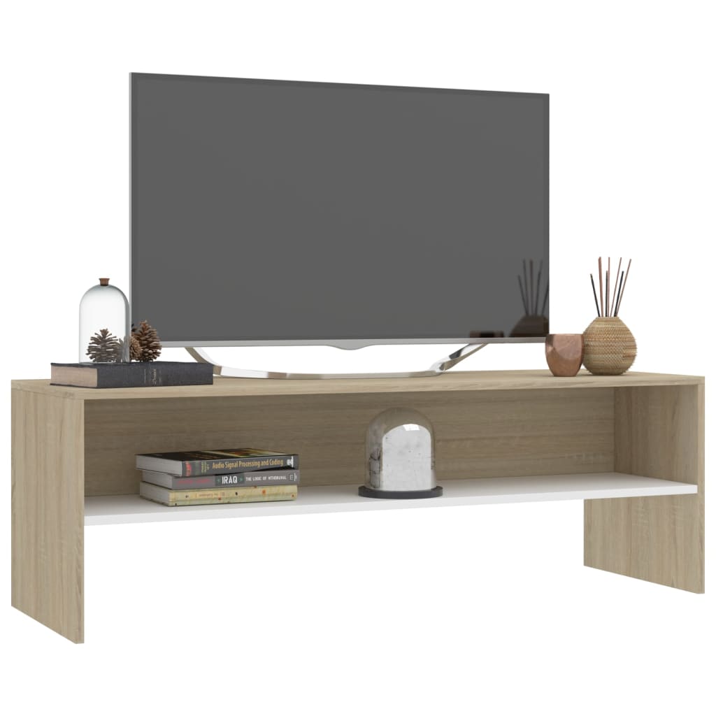 vidaXL fehér és sonoma-tölgy színű forgácslap TV-szekrény 120x40x40 cm
