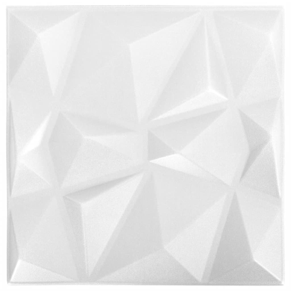 vidaXL 24 darab gyémánt fehér színű 3D fali panel 50 x 50 cm 6 m²